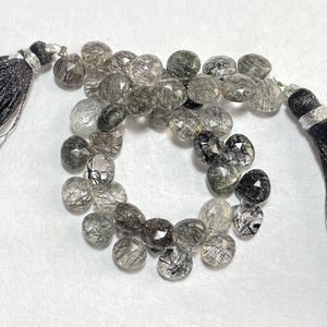 Venta al por mayor facetas en forma de corazón Briolette Beads negro rutilo piedra preciosa para la fabricación de joyas cuentas de piedra calibrada - Product Image 4