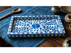 Plateau en os incrusté, nouveau modèle rectangulaire en résine écologique, accessoire pour la maison, plateau de service en os incrusté pour servir les aliments - Product Image 6