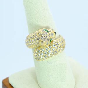 Anillo de diamante de moissanita personalizado de lujo unisex chapado en oro amarillo de 18K 2,23CT con diseño de leopardo Esmeralda joyería de moda hecha de Jade - Product Image 2