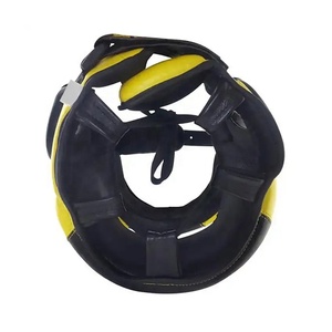 Logotipo personalizado negro amarillo-Color Kickboxing Head Guard personalizado PU cuero protector-Casco artes marciales y entrenamiento de boxeo - Product Image 6