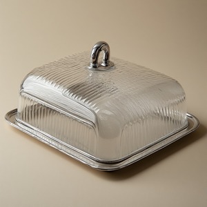 Dôme à gâteau décoratif avec base en bois sculpté rustique et dôme en verre Travail artisanal conçu pour les cuisines Service à dessert fonctionnel - Product Image 4