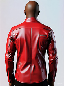 Double <b>Pocket</b> Genuine Leather Shirts Men Casual Turn Down Collar Button up Leather Shirts Men's Motor <b>Bike</b> Leather Shirt Mens - Product Image 4