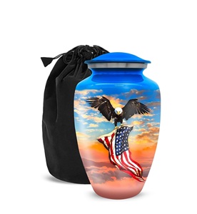 Urnas de águila azul para cenizas humanas-Azul con águila-Honra a tu ser querido con urnas de bandera americana para urna de águila americana - Product Image 1