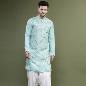 Groothandelsprijs Beste Kwaliteit Borduurgaren Werk Met Sequentie Mans 'S Kurta Voor Bruiloft En Feestkleding