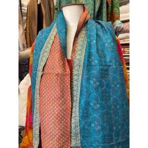 ผ้าพันคอไหมคันธาลายวินเทจ วาดลายและปักลายทะเลด้วยมือ ผ้าฝ้ายยาวสำหรับฤดูใบไม้ผลิ ฤดูใบไม้ร่วง และฤดูหนาว - Product Image 1