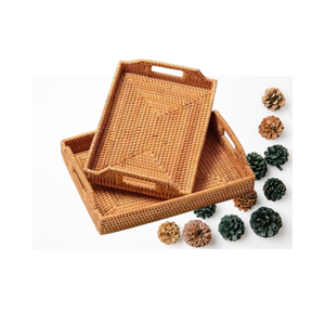 Bandeja de mimbre hecha a mano con diseño personalizado, muebles de ratán para sala de estar, entrega rápida del fabricante de Vietnam, patrón de decoración del hogar - Product Image 6