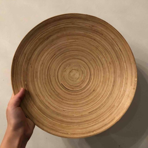 Venta al por mayor de bambú ecológico hilado bandeja de servir de forma redonda decorativa bandeja de comida hecha a mano de Vietnam - Product Image 5