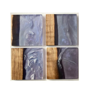 Dessous de verre en résine et en pierre de bois de différentes couleurs pour boissons en bois de pin naturel et en résine Cadeau de pendaison de crémaillère Lot de 4 tailles personnalisées - Product Image 5