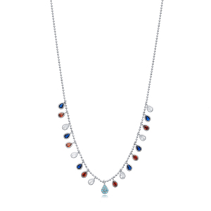 Pear Shape Colorful CZ Stone Ball <b>Chain</b> Design Shaker Necklace Wholesale Handmade Turkish 925 <b>Sterling</b> <b>Silver</b> Jewelry - Product Image 5