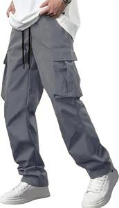 American style high street multi pocket workwear pants for <b>men's</b> new trendy loose straight leg versatile casual <b>long</b> pants - Product Image 3