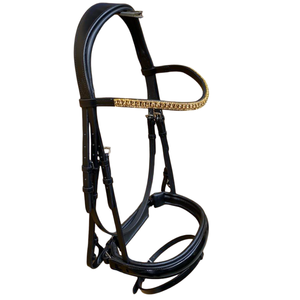 Nida anatomic Dressage bridle หนังผักย้อมสีแบบกลองสีดำแฟชั่นคริสตัลสวมใส่สบายดูแลม้า - Product Image 6
