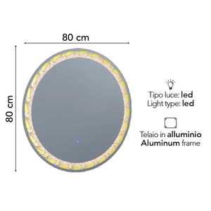 กระจก LED ทรงกลมขนาด 80 ซม. พร้อมปุ่มสัมผัสหลากสี ประเภทสินค้า - Product Image 2