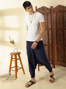 <b>Men's</b> Free Size Eco-Friendly Harem <b>Pants</b> Classic Aladdin Dhoti <b>Pants</b> Canvas <b>Yoga</b> Dhoti Sustainable Dark Hippy Boho Inspiration - Product Image 3