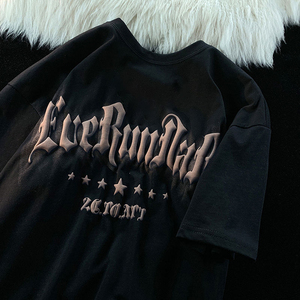 T-shirt 100% coton personnalisé pour hommes impression 3d mousse à manches courtes haute qualité pour hommes coupe ample impression 3d bouffante T-shirt - Product Image 5