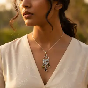 Pendentif en argent 925 plaqué or rose avec diamant, pour femme, cadeau de bijoux religieux - Product Image 1