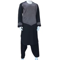 Shalwar Kameez pour homme en coton respirant, avec broderie et motifs traditionnels, extensible dans quatre sens, longueur cheville, design élégant
