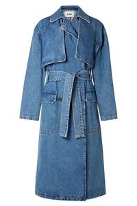 Veste en jean longue classique pour femmes Chic surdimensionné palangre polyvalent genou à la mode superposition essentiel Vintage Streetwear - Product Image 2