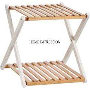 Support de porte-bagages en métal robuste enduit de poudre de couleur blanche et en bois pour la maison et l'hôtel au meilleur prix - Product Image 1