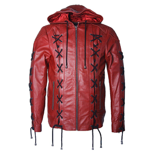 Nouvelle mode 2025 Blouson aviateur pour homme en cuir de vache rouge avec capuche à pompons, imperméable, coupe-vent, haute qualité, faible MOQ, grande taille, chauffant pour l'hiver - Product Image 4