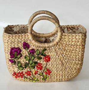 Conjunto elegante de dos bolsos de mano vintage Diseño abierto elegante Jacinto de agua hecho a mano Colección de moda ecológica - Product Image 2