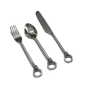 Juego de cubiertos de acero inoxidable con extremo de nudo, juego de cubiertos con acabado brillante para restaurantes - Product Image 1