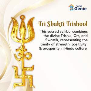HOME GENIE Tri Shakti Trishool Brass Trishul, Om et Swastik Symbole pour Home Temple, Vastu et Protection Spirituelle - Product Image 3