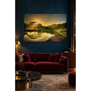 Impresión en Lienzo de Fida Golden Sunrise: Acacia con Reflejos en el Lago - Product Image 5