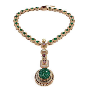 Ensemble de collier de mariée en zircon plaqué or de haute qualité 24 carats de luxe fait à la main-pour les mariages, les fêtes et les occasions spéciales - Product Image 3