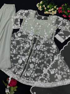 Nouveau Designer Collection Soft Net Séquence Broderie Koti Faux Georgette Choli Et Palazzo Avec Net Dupatta Au Prix De Gros - Product Image 4