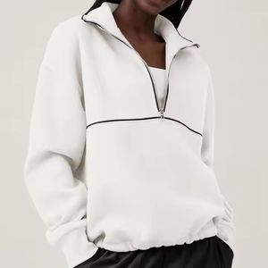 Sweat-shirt pour femme en coton tricoté à demi-zip, coupe classique, imprimé graphique personnalisé de haute qualité, pour un usage quotidien - Product Image 5