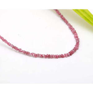Collier de perles de diamant brut naturel rose non taillé 2-3mm, 16 pouces, bijoux en diamant non taillé - Product Image 1