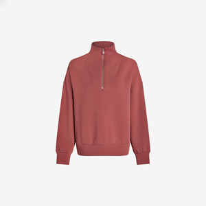 Sudadera con cremallera de cuarto de precio barato de alta calidad para mujer, de algodón 100% Material, parte superior ligera, logotipo personalizado - Product Image 6