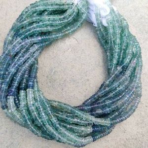 Cuentas de piedras preciosas verdes de fluorita Natural, cuentas de neumático lisas de 6mm, cadena larga de 13 pulgadas para fabricación de joyas, collar, pulsera - Product Image 1