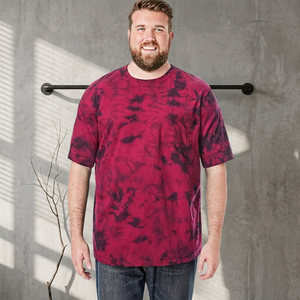 เสื้อยืดแขนสั้นผู้ชายไซส์ใหญ่ ลายมัดย้อม ผ้าฝ้าย 100% คอกลม ลำลอง ผ้าเจอร์ซีย์ถัก ลายแดงดำ - Product Image 4