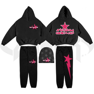 Trending Unisex Custom Embroidery printing Oversized Tracksuit & Sweatpants Set Casual 100% Cotton Long Sleeve Hoodie - Product Image 3