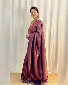 Festival Wear Última llegada Matka Silk Copper Zari & Jacquard Border Work Sari Para Boda y fiesta para mujer - Product Image 6