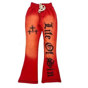 Y2K Streetwear Fashion Vintage Acid <b>Wash</b> Sun faded <b>Women</b> Flare Sweatpants Unisex Winter Stacked Pant For <b>Womens</b> Fall Clothing - Product Image 4