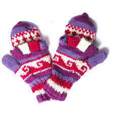 Ladies Woolen <b>Mittens</b> for Winter for Skiing and Cycling - Product Image 4