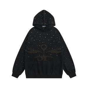 Venta caliente Nueva llegada Sudaderas con capucha de diamantes de imitación para hombres Estilo único Sudaderas con capucha de diamantes de imitación transpirables en el mejor material - Product Image 1