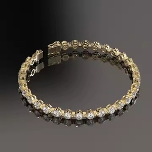 Vente chaude Conception Unique Bracelet De Tennis Pour Femmes Argent 944/Moissanite Diamant 10K/14K Or Jaune Fine Jewelry Bracelet - Product Image 2