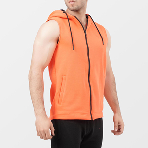 <b>Men's</b> Customised <b>Sleeveless</b> <b>Hoodies</b> with Attractive Breathable Design Plain Dyed Digital Printing Customized Logo for Winter - Product Image 6