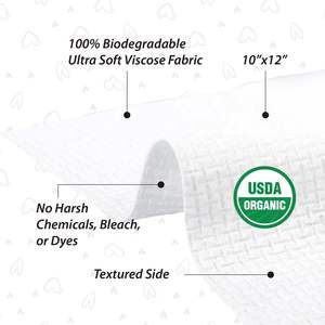 Toallitas Faciales Desechables 100% Biodegradables USDA, Aprobadas por Dermatólogos para una Exfoliación Suave, 85GSM, de Algodón, 26x30cm - Product Image 5