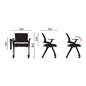 เฟล็กซ์ 03 GXVP68011 เก้าอี้สำนักงานแบบพับได้พร้อมโต๊ะและล้อเลื่อน - Product Image 3