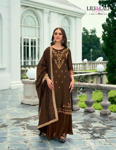 ชุดเดรสผ้าไหม Vichitra Kurti และ Dupatta ชุดออกแบบโดยดีไซน์เนอร์2024ใหม่ล่าสุด - Product Image 2