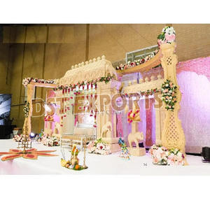 Estilo abierto de madera Manavarai Mandap Cum Stage Best Cultural Wedding Mandaps Precios de fábrica Handcrafted Fiber Mandapam DST Exports - Product Image 1