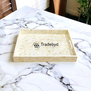 Bandeja con incrustaciones de nácar moderna hecha a mano de Tradebyd Bandeja decorativa de lujo de calidad superior para el hogar y el regalo - Product Image 3