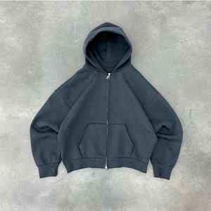 Sweat à capuche surdimensionné en éponge française Vintage personnalisé 100% coton lourd délavé à l'acide délavé gris vieilli avec motif imprimé - Product Image 6