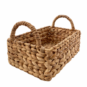 Panier de rangement en jacinthe d'eau tressé à la main ALLEA, organisateur rustique pour la maison, écologique, avec poignées, style naturel - Product Image 1