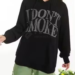 Mode tendance tenue nouveau design à manches longues hommes strass à capuche Slim Fit solide couleur unie hommes sweats à capuche - Product Image 2