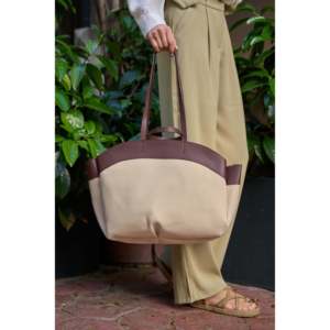 The Voler Stylish Contrast Color Tote Bag for Women - Durable Everyday Shoulder Handbag with Spacious Interior - Product Image 1